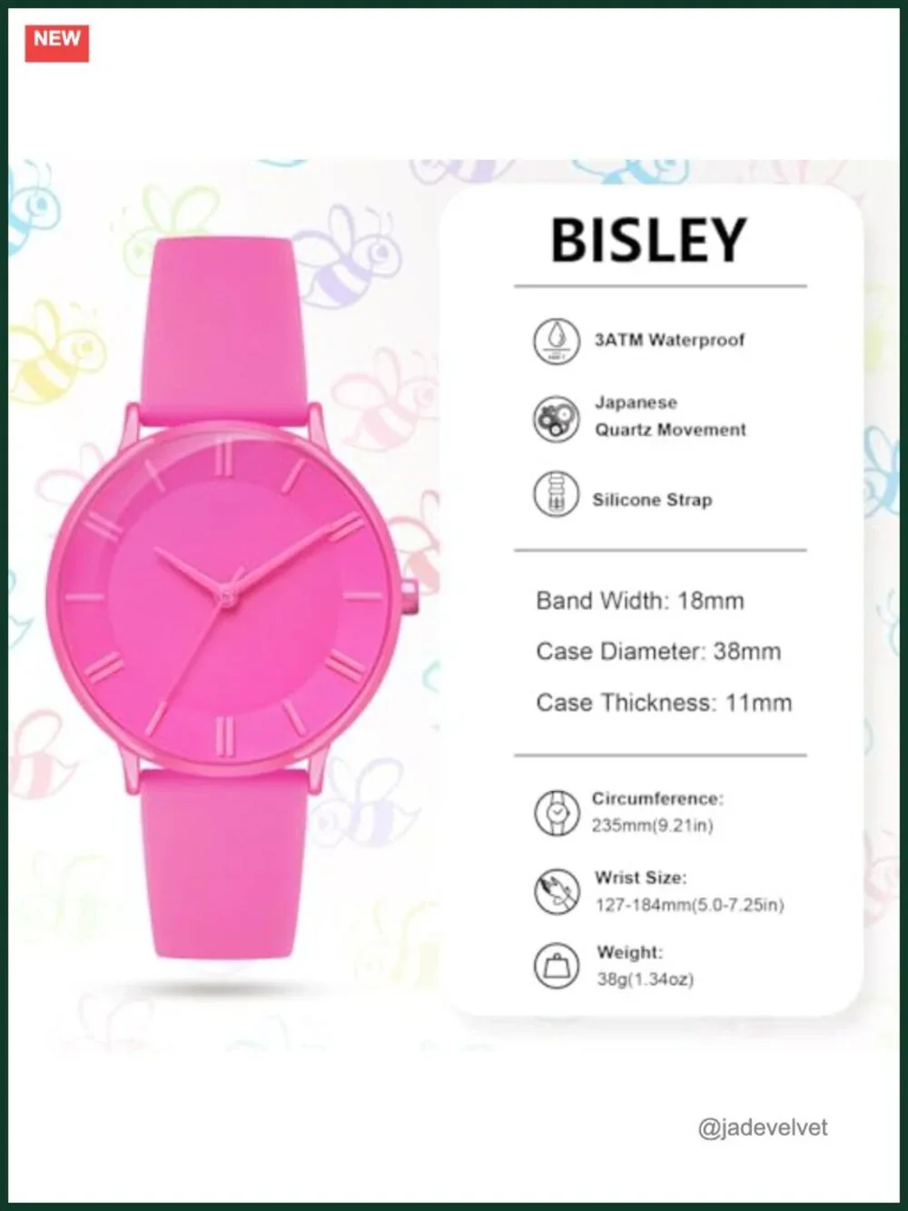 38mm Wrist Watch Ceramic Oil Finish Silicone Strap 3 ATM Easy Reader Analog